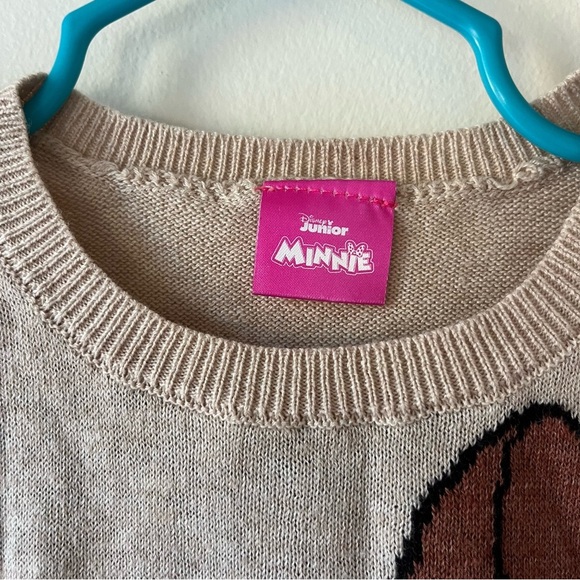 Disney Junior Minnie Mouse Sweater Girls 4T Beige Knit Pullover Long Sleeve Top - Picture 2 of 7